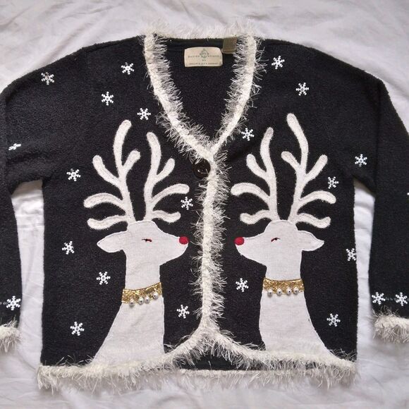 Design Options By Philip & Jane Gordon Reindeer Christmas Sweater Size Medium - Picture 2 of 14